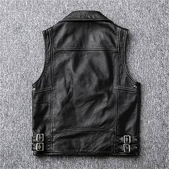 Amazon.co.jp: オートバイバイカーレザーベストメンズレザー